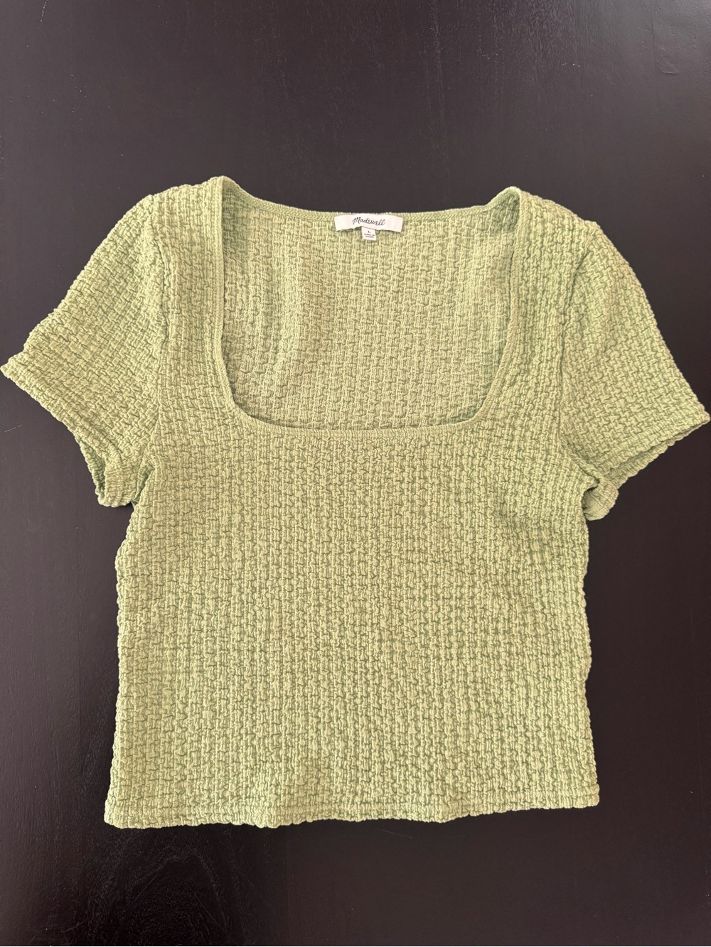 Madewell Light Green Textured Square-Neck Top